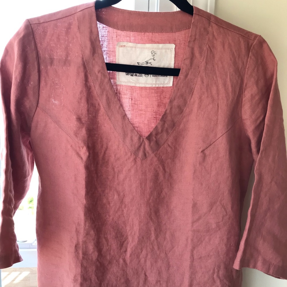 Not Perfect Linen s/m Davos Top Salmon Blush